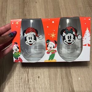 🆕 Disney Micky and Minnie Stemless Christmas Glasses